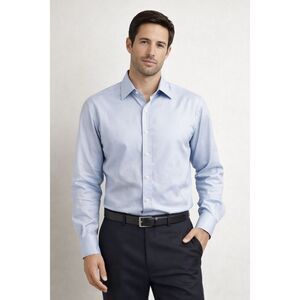 Brioni Light Blue Dress Shirt 17 L Italy Cotton Button Up